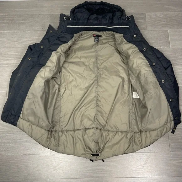 Diesel Woman’s Puffer Jacket Black High Low Hooded Insulated Winter Coat M - Picture 13 of 16